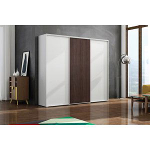 Šatní skříň Ska A24 XL Barva korpusu: Bílá, Rozměry: 250 cm, Dveře: Čokoláda – Bílý mat