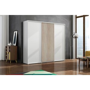 Šatní skříň Ska A24 XL Barva korpusu: Bílá, Rozměry: 250 cm, Dveře: Dub Sonoma – Bílý mat