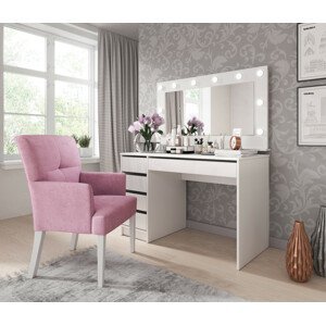 Toaletní stolek Ada Barva korpusu: Bílá, Varianty: Komplet stůl a zrcadlo
