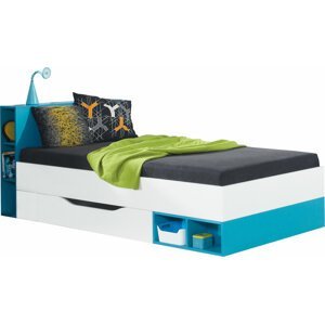 Dětská postel Mobi MO18 Barva korpusu: Bílá/Tyrkysová, Varianta Si: Čelo levé