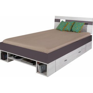 Dětská postel Next NX18 Barva korpusu: Borovice bílá/tmavě fialová, Varianta Si: Čelo levé