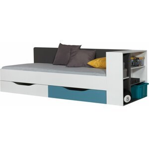 Dětská postel Tablo TA12 Barva korpusu: Grafit/Bílá/Modrá, Varianty: Samostatná postel, Varianta Si: Čelo levé
