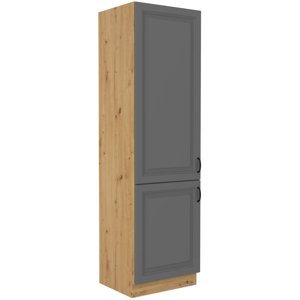 Vysoká skříňka pro vestavnou lednici Stilo 60 LO-210 2F Barva korpusu: Dub artisan, Barva dvířek: Dust Grey