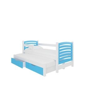 Dětská postel Avila s přistýlkou Rám: Bílá, Čela a šuplíky: Modrá