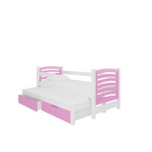 Dětská postel Avila s přistýlkou Rám: Bílá, Čela a šuplíky: Růžová