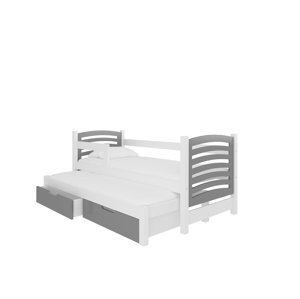 Dětská postel Avila s přistýlkou Rám: Bílá, Čela a šuplíky: Šedá