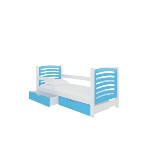 Dětská postel Camino Rám: Bílá, Čela a šuplíky: Modrá