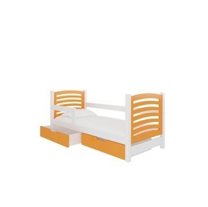 Dětská postel Camino Rám: Bílá, Čela a šuplíky: Oranžová