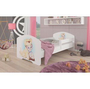 Dětská postel s obrázky - čelo Pepe bar Rozměr: 160 x 80 cm, Obrázek: Pejsek a Kočička