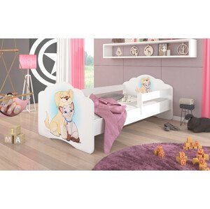Dětská postel s obrázky - čelo Casimo bar Rozměr: 160 x 80 cm, Obrázek: Pejsek a Kočička