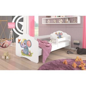 Dětská postel s obrázky - čelo Casimo bar Rozměr: 160 x 80 cm, Obrázek: Slůně