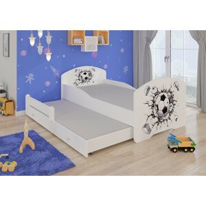 Dětská postel s obrázky - čelo Pepe II Rozměr: 160 x 80 cm, Obrázek: Fotbalový míč