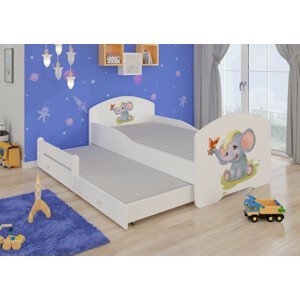 Dětská postel s obrázky - čelo Pepe II Rozměr: 160 x 80 cm, Obrázek: Slůně