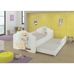 Dětská postel s obrázky - čelo Casimo II Rozměr: 160 x 80 cm, Obrázek: Pejsek a Kočička