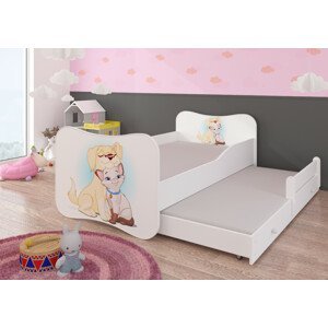 Dětská postel s obrázky - čelo Gonzalo II Rozměr: 160 x 80 cm, Obrázek: Pejsek a Kočička