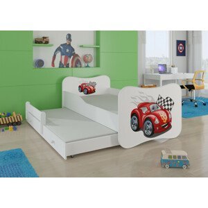 Dětská postel s obrázky - čelo Gonzalo II Rozměr: 160 x 80 cm, Obrázek: Závodní auto