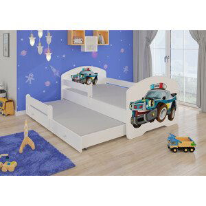 Dětská postel s obrázky - čelo Pepe II bar Rozměr: 160 x 80 cm, Obrázek: Policejní auto