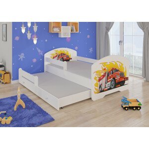 Dětská postel s obrázky - čelo Pepe II bar Rozměr: 160 x 80 cm, Obrázek: Hasiči