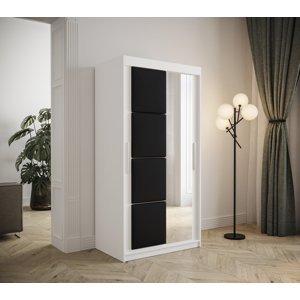 Šatní skříň Abi Tapi Barva korpusu: Bílá, Rozměry: 120 cm, Dveře: Černá koženka