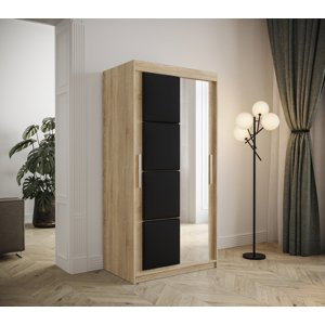 Šatní skříň Abi Tapi Barva korpusu: Dub Sonoma, Rozměry: 120 cm, Dveře: Černá koženka