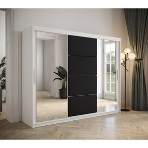 Šatní skříň Abi Tapi Barva korpusu: Bílá, Rozměry: 250 cm, Dveře: Černá koženka