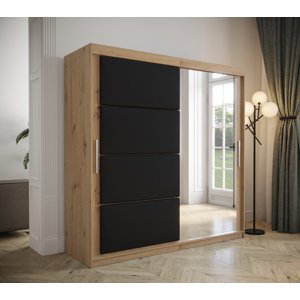 Šatní skříň Abi Tapi Barva korpusu: Dub artisan, Rozměry: 200 cm, Dveře: Černá koženka