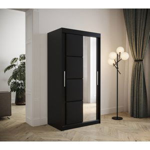 Šatní skříň Abi Tapi Barva korpusu: Černá, Rozměry: 100 cm, Dveře: Černá koženka