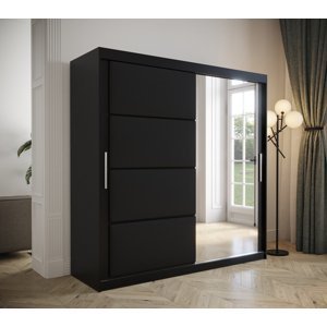 Šatní skříň Abi Tapi Barva korpusu: Černá, Rozměry: 180 cm, Dveře: Černá koženka