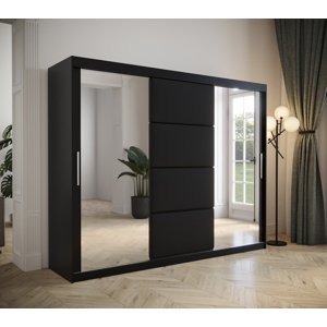 Šatní skříň Abi Tapi Barva korpusu: Černá, Rozměry: 250 cm, Dveře: Černá koženka