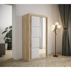 Šatní skříň Abi Tapi Barva korpusu: Bílá koženka, Rozměry: 120 cm, Dveře: Dub - sonoma