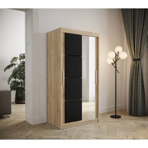 Šatní skříň Abi Tapi Barva korpusu: Černá koženka, Rozměry: 120 cm, Dveře: Dub - sonoma