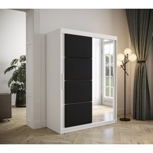 Šatní skříň Abi Tapi Barva korpusu: Černá koženka, Rozměry: 150 cm, Dveře: Bílá mat