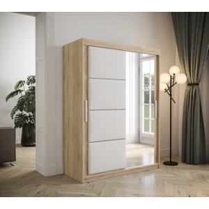 Šatní skříň Abi Tapi Barva korpusu: Bílá koženka, Rozměry: 150 cm, Dveře: Dub - sonoma
