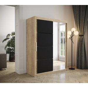Šatní skříň Abi Tapi Barva korpusu: Černá koženka, Rozměry: 150 cm, Dveře: Dub - sonoma