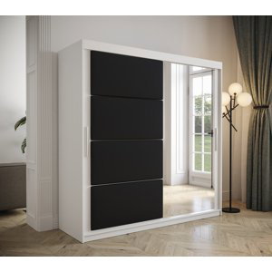 Šatní skříň Abi Tapi Barva korpusu: Černá koženka, Rozměry: 200 cm, Dveře: Bílá mat