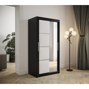 Šatní skříň Abi Tapi Barva korpusu: Bílá koženka, Rozměry: 100 cm, Dveře: Černá