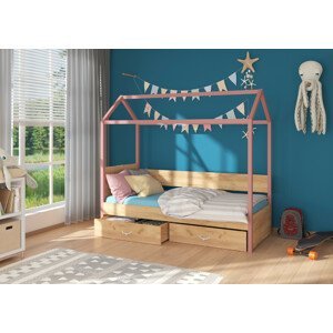 Dětská postel Otello Barva korpusu: Dub - zlatý, Rozměr: 208 x 97 cm, Rám: Růžová