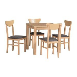 Jídelní set - stůl Max 8 + 4x židle Leo 2 Potahová látka - židle: Tkanina 16B, Barva desky: Dub Sonoma, Barva podstavy: Dub Sonoma