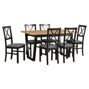 Jídelní set - stůl Ikon 2 + 6x židle Milano 4 Potahová látka - židle: Tkanina 2B, Barva desky: Dub Artisan, Barva podstavy: Černá