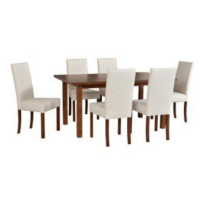 Jídelní set - stůl Modena 2 + 6x židle Roma 2 Potahová látka - židle: Tkanina 10B, Barva desky: Ořech, Barva podstavy: Ořech