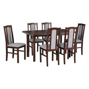 Jídelní set - stůl Wenus 2P + 6x židle Bos 7 Potahová látka - židle: Tkanina 1B, Barva desky: Ořech, Barva podstavy: Ořech