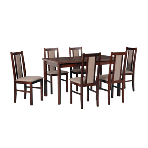 Jídelní set - stůl Modena 1P + 6x židle Bos 14 Potahová látka - židle: Tkanina 6B, Barva desky: Ořech, Barva podstavy: Ořech