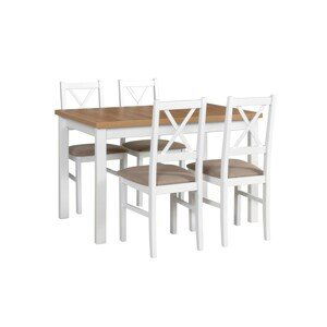 Jídelní set - stůl Alba 1 + 4x židle Nilo 10 Potahová látka - židle: Tkanina 26B, Barva desky: Grandson, Barva podstavy: Bílá