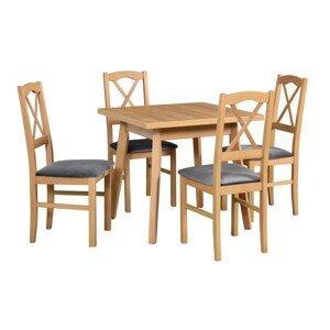 Jídelní set - stůl Oslo 1L + 4x židle Nilo 11 Potahová látka - židle: Tkanina 1B, Barva desky: Grandson, Barva podstavy: Grandson