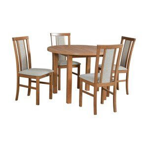 Jídelní set - stůl Poli 4 + 4x židle Milano 7 Potahová látka - židle: Tkanina 5B, Barva desky: Stirling, Barva podstavy: Stirling