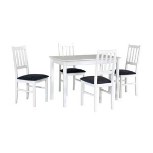 Jídelní set - stůl Max 2 + 4x židle Bos 4 Potahová látka - židle: Tkanina 24B, Barva desky: Bílá, Barva podstavy: Bílá
