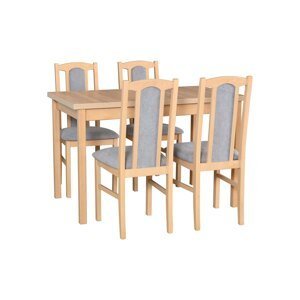 Jídelní set - stůl Max 10 + 4x židle Bos 7 Potahová látka - židle: Tkanina 1B, Barva desky: Stirling, Barva podstavy: Stirling