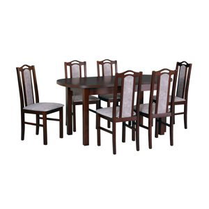 Jídelní set - stůl Wenus 1 + 6x židle Bos 9 Potahová látka - židle: Tkanina 25B, Barva desky: Ořech, Barva podstavy: Ořech
