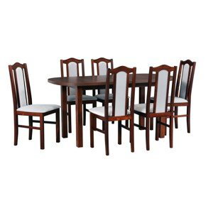 Jídelní set - stůl Wenus 1 + 6x židle Bos 2 Potahová látka - židle: Tkanina 20B, Barva desky: Ořech, Barva podstavy: Ořech