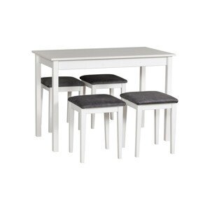 Jídelní set - stůl Max 2 + 4x stolička T3 Potahová látka - židle: Tkanina 24B, Barva desky: Bílá, Barva podstavy: Bílá